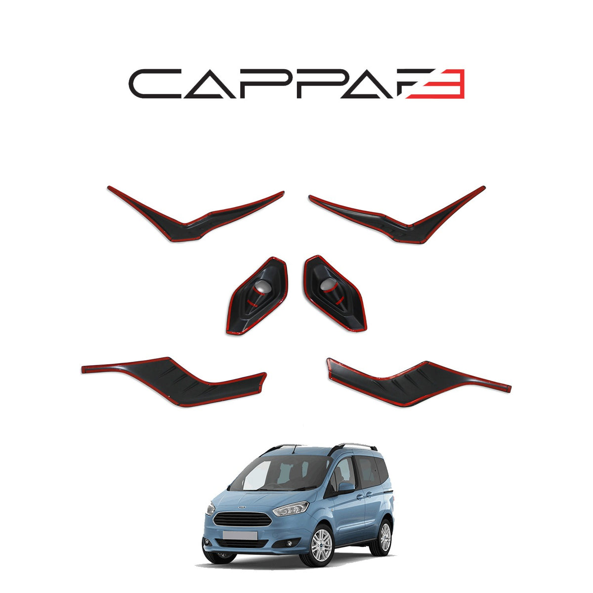 Ford Transit / Tourneo Courier 1 2018-2023 ile Uyumlu Sis Farı Çerçevesi 6 Adet