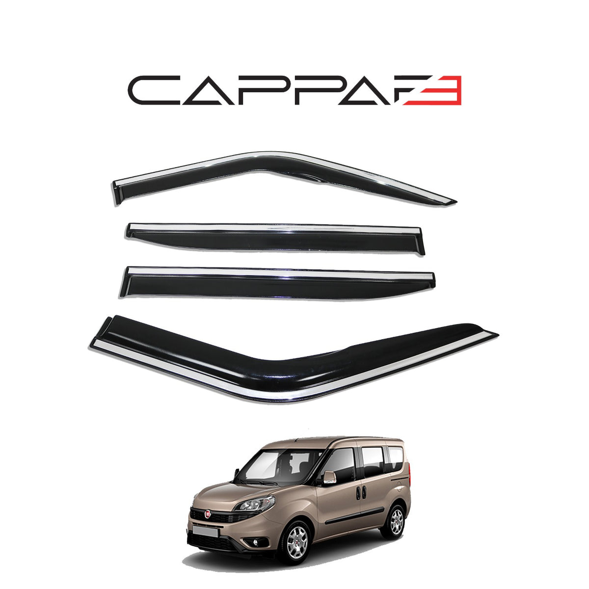 Fiat Doblo 2 2015-2022 ile Uyumlu Cam Rüzgarlığı Kromlu 4 Adet