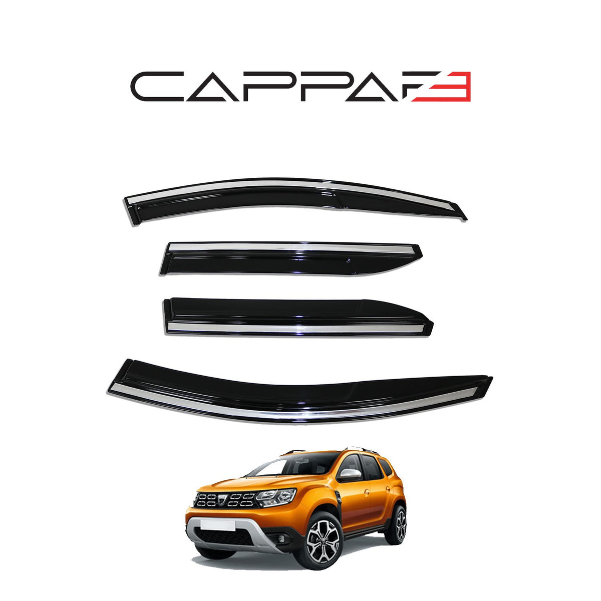 Dacia Duster 2 2018-2023 ile Uyumlu Cam Rüzgarlığı Kromlu 4 Adet