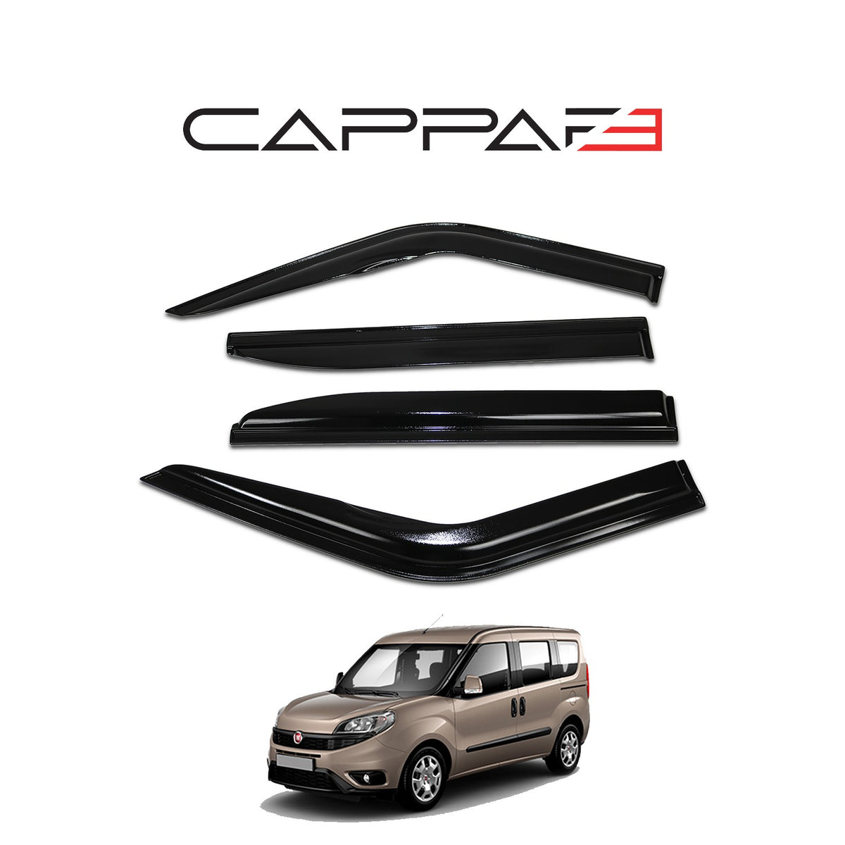 Fiat Doblo 2 2015-2022 cam rüzgarlığı 4 parçalı set – 2
