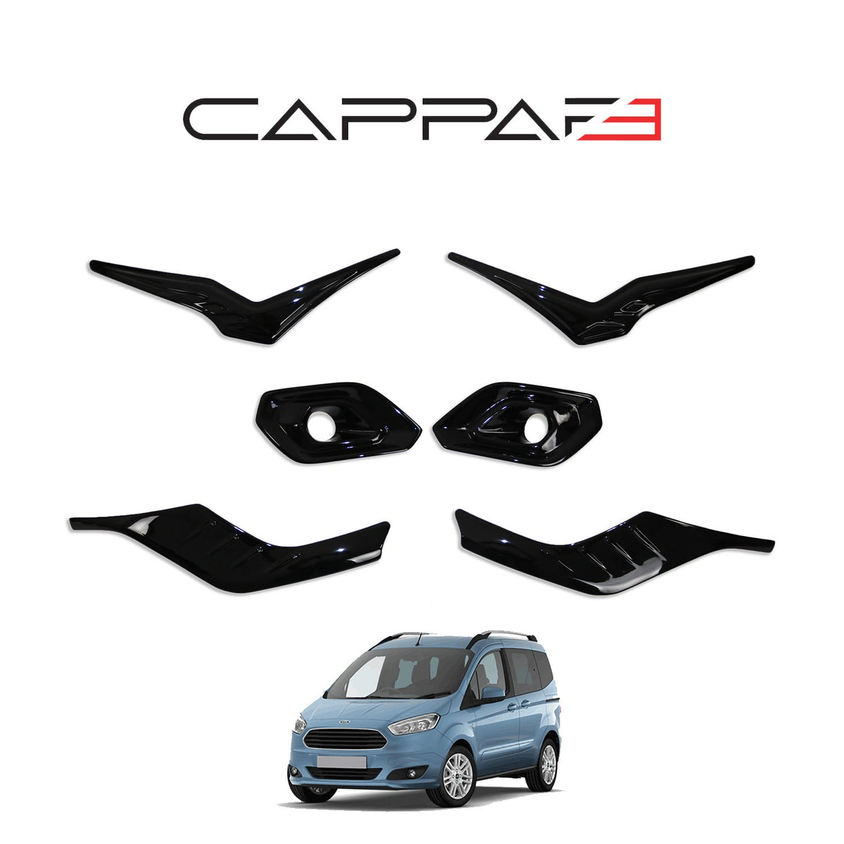 Ford Transit / Tourneo Courier 1 2018-2023 ile Uyumlu Sis Farı Çerçevesi 6 Adet