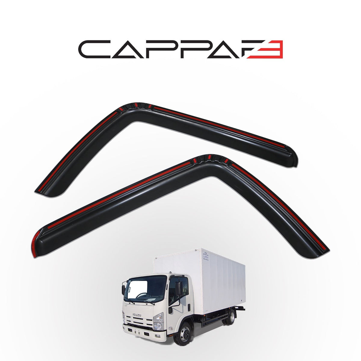 Isuzu NPR Long 2010-2026 kromlu cam rüzgarlığı 2 parçalı set – 3