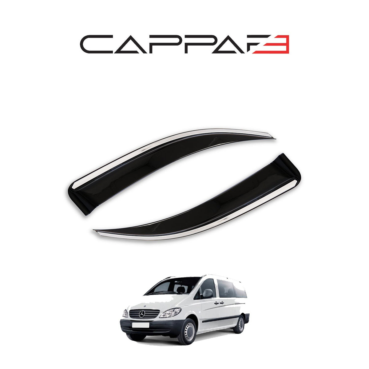 Mercedes Vito 2 2010-2014 ile Uyumlu Cam Rüzgarlığı Kromlu 2 Adet